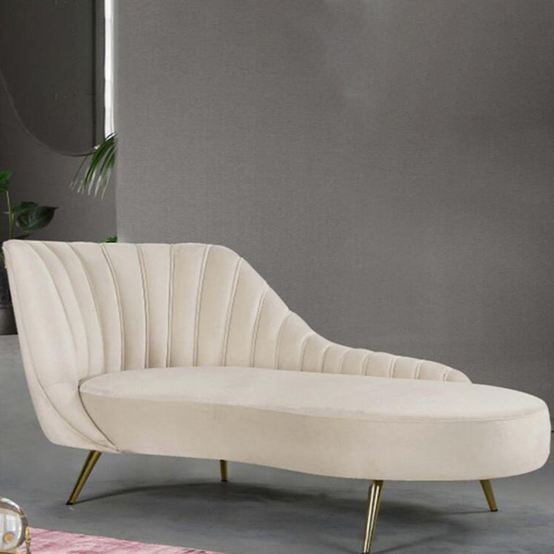 Living Room Recessed Arms Chaise Modern Style Velvet Chaise with Upholster