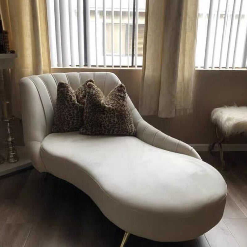 Living Room Recessed Arms Chaise Modern Style Velvet Chaise with Upholster
