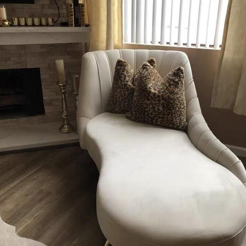Living Room Recessed Arms Chaise Modern Style Velvet Chaise with Upholster