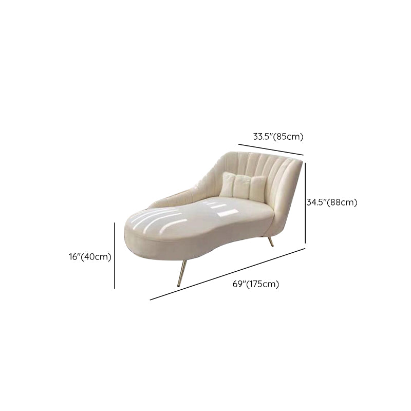 Living Room Recessed Arms Chaise Modern Style Velvet Chaise with Upholster