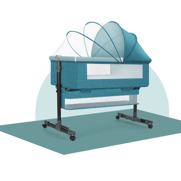 Metal Rectangle Bedside Crib Gliding Folding Crib Cradle for Baby
