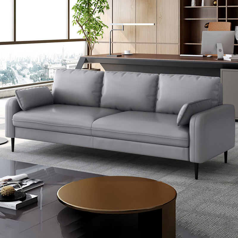 3-Seater Faux Leather Sofa Mid Century Loose Back Square Arm Settee