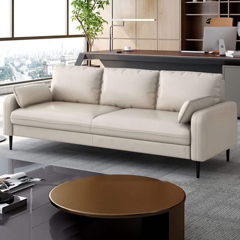 3-Seater Faux Leather Sofa Mid Century Loose Back Square Arm Settee