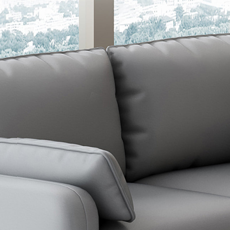 3-Seater Faux Leather Sofa Mid Century Loose Back Square Arm Settee