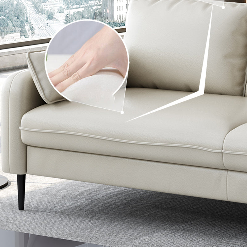 3-Seater Faux Leather Sofa Mid Century Loose Back Square Arm Settee