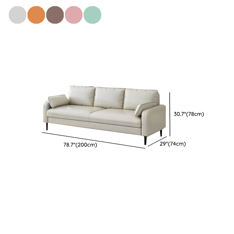 3-Seater Faux Leather Sofa Mid Century Loose Back Square Arm Settee