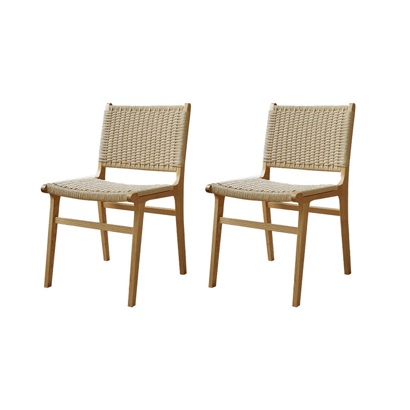 Solid Wood Lounge Chair Woven Back Side Chair with Wooden Legs