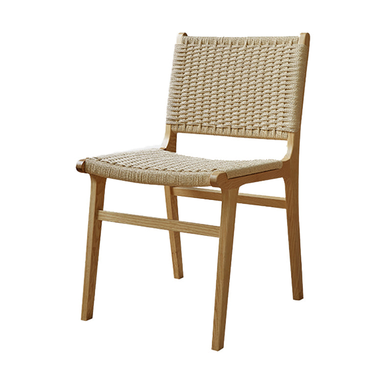 Solid Wood Lounge Chair Woven Back Side Chair with Wooden Legs