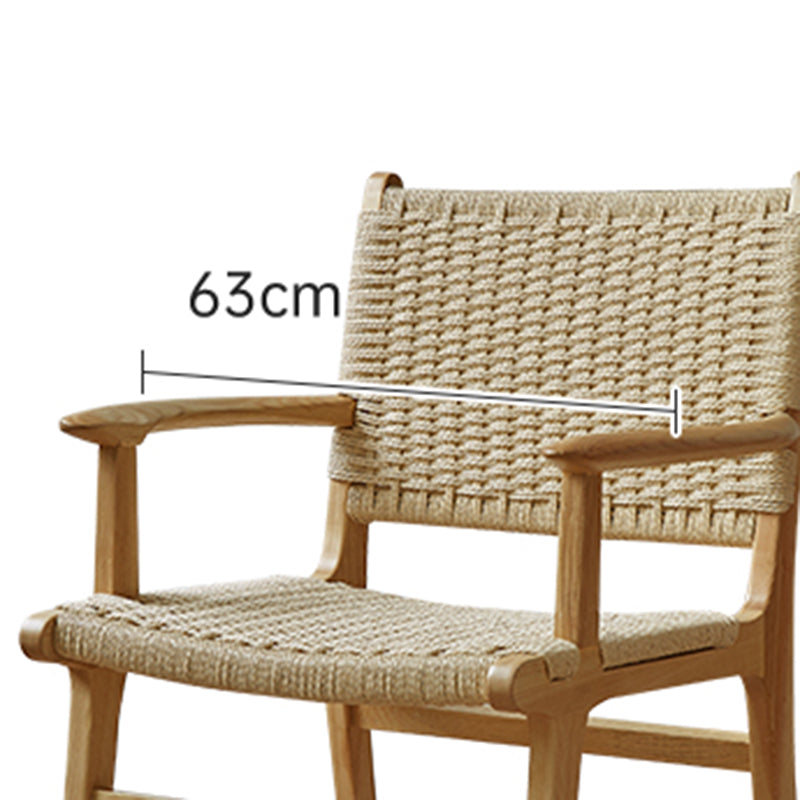 Solid Wood Lounge Chair Woven Back Side Chair with Wooden Legs