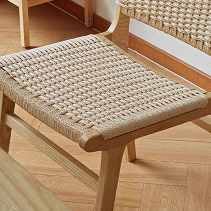 Solid Wood Lounge Chair Woven Back Side Chair with Wooden Legs