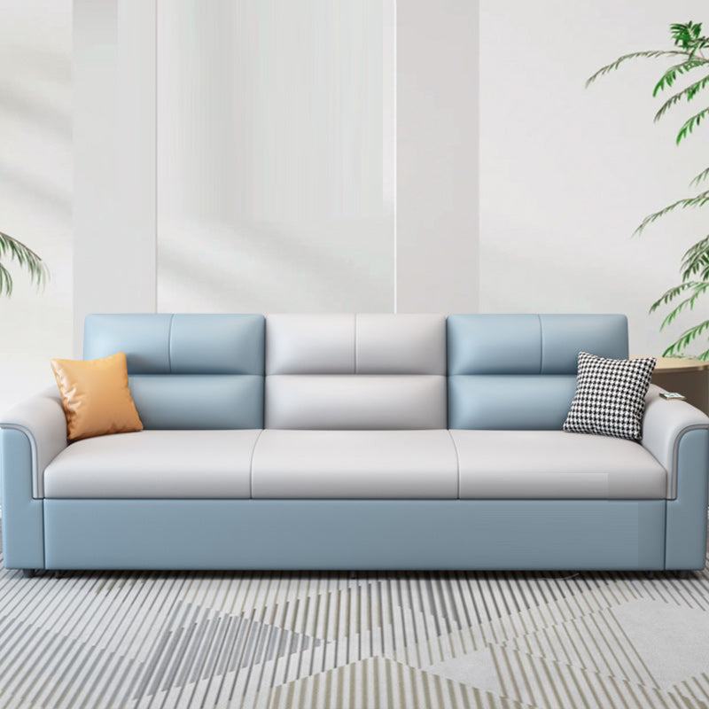 31" Wide Scandinavian Sofa Futon Faux Leather Sleeper Sofa with Storage