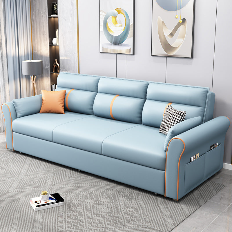 Contemporary Futon Sleeper Sofa Flared Arms Futon and Mattress