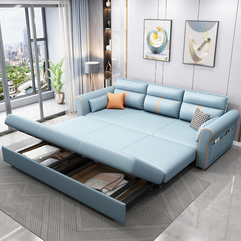 Contemporary Futon Sleeper Sofa Flared Arms Futon and Mattress