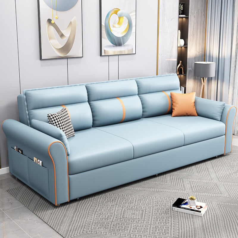 Contemporary Futon Sleeper Sofa Flared Arms Futon and Mattress