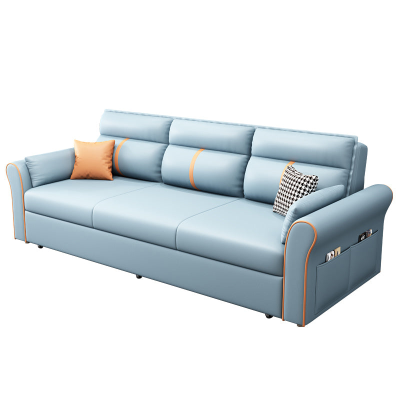 Contemporary Futon Sleeper Sofa Flared Arms Futon and Mattress