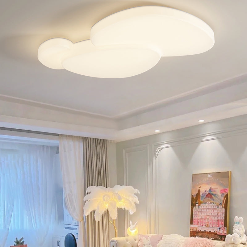 Modern Metal Flush Mount Geometric Shape Ceiling Light with Plastic Shade for Living Room