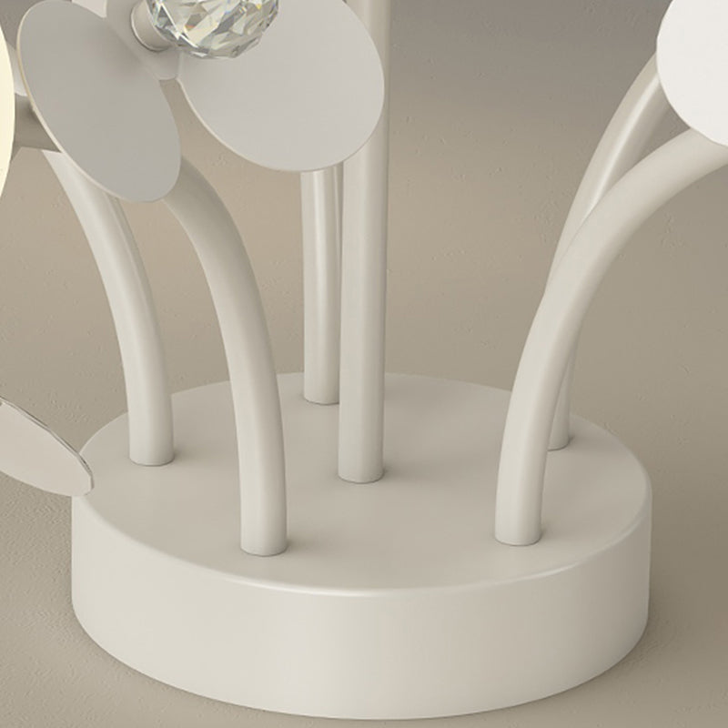 Modern Crystal Flush Mount Flower Shape Ceiling Light with Plastic Shade for Living Room
