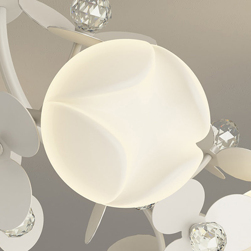 Modern Crystal Flush Mount Flower Shape Ceiling Light with Plastic Shade for Living Room
