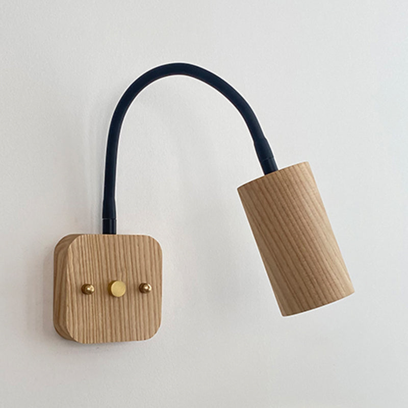 Modern Wooden Shade Wall Lighting Fixtures Cylinder Shade Wall Lamp for Bedroom