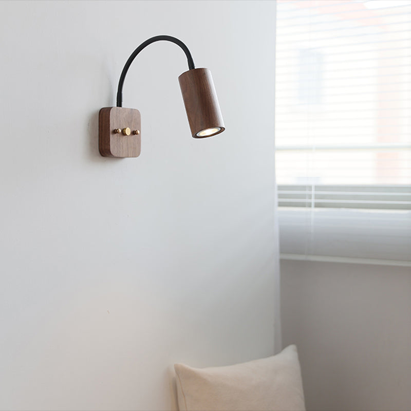Modern Wooden Shade Wall Lighting Fixtures Cylinder Shade Wall Lamp for Bedroom