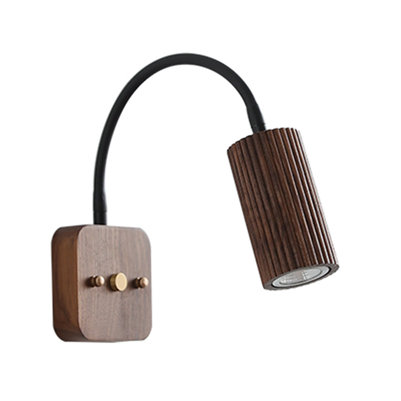 Modern Wooden Shade Wall Lighting Fixtures Cylinder Shade Wall Lamp for Bedroom