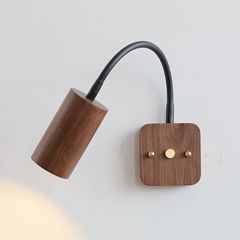 Modern Wooden Shade Wall Lighting Fixtures Cylinder Shade Wall Lamp for Bedroom