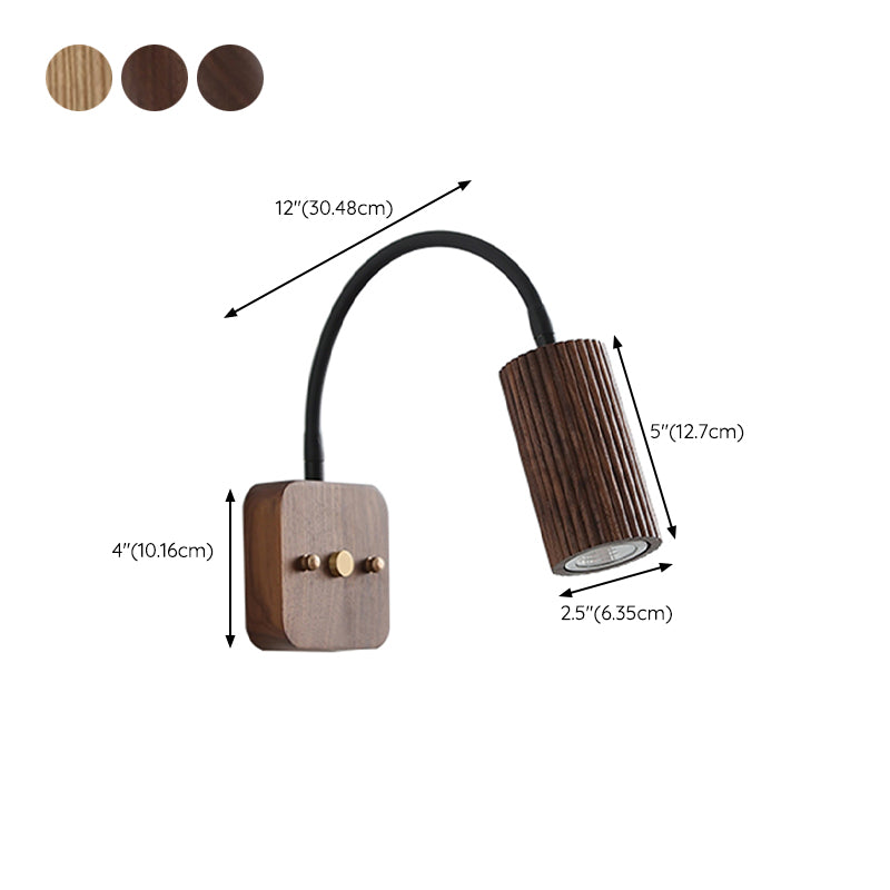Modern Wooden Shade Wall Lighting Fixtures Cylinder Shade Wall Lamp for Bedroom