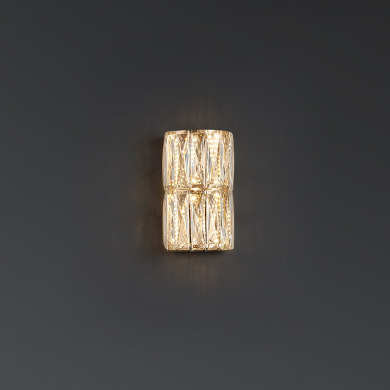Cylinder Shade Wall Lamp Modern Style Crystal Shape Wall Mounted Lighting for Bedroom