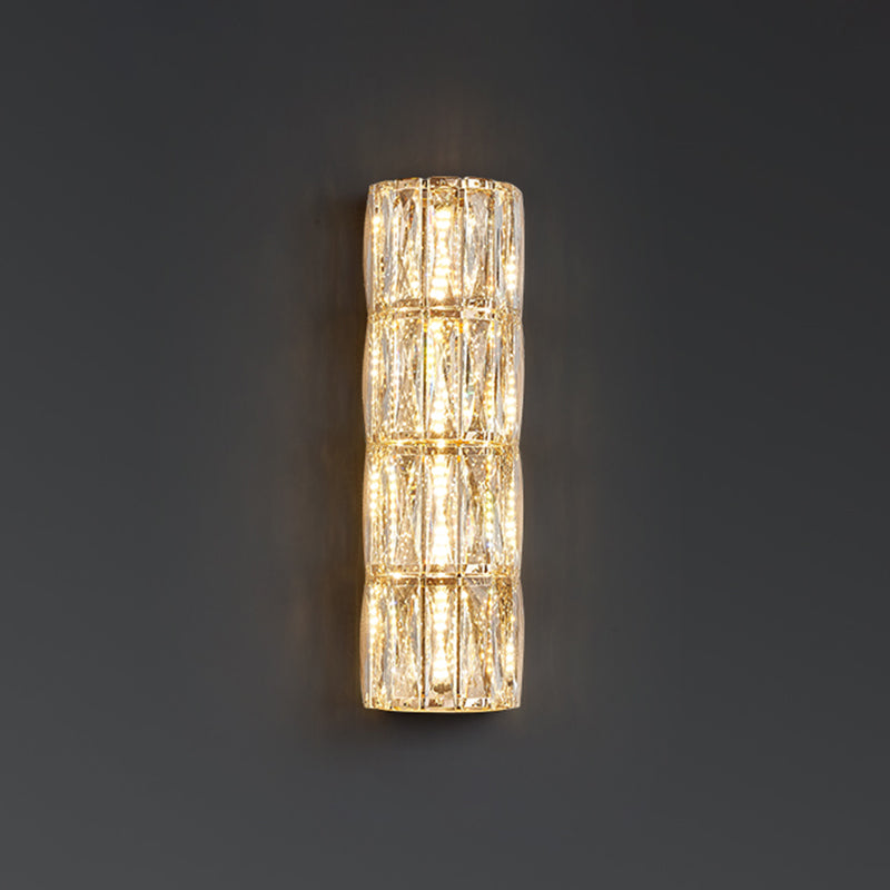 Cylinder Shade Wall Lamp Modern Style Crystal Shape Wall Mounted Lighting for Bedroom