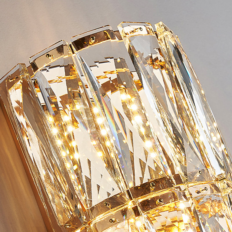 Cylinder Shade Wall Lamp Modern Style Crystal Shape Wall Mounted Lighting for Bedroom