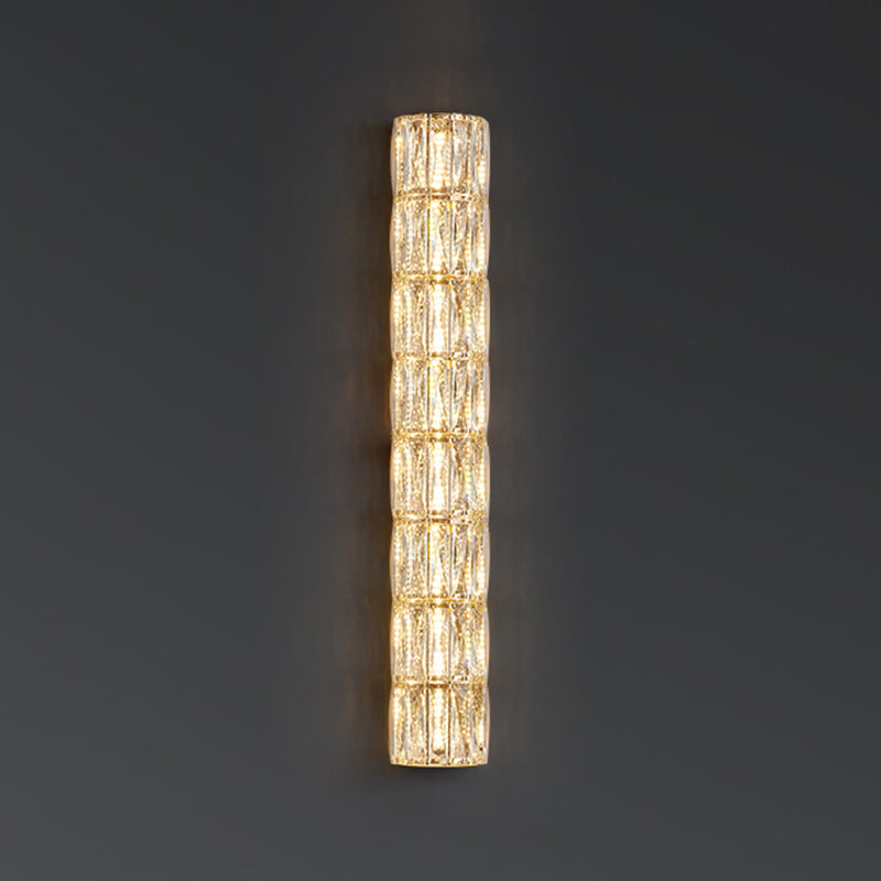 Cylinder Shade Wall Lamp Modern Style Crystal Shape Wall Mounted Lighting for Bedroom