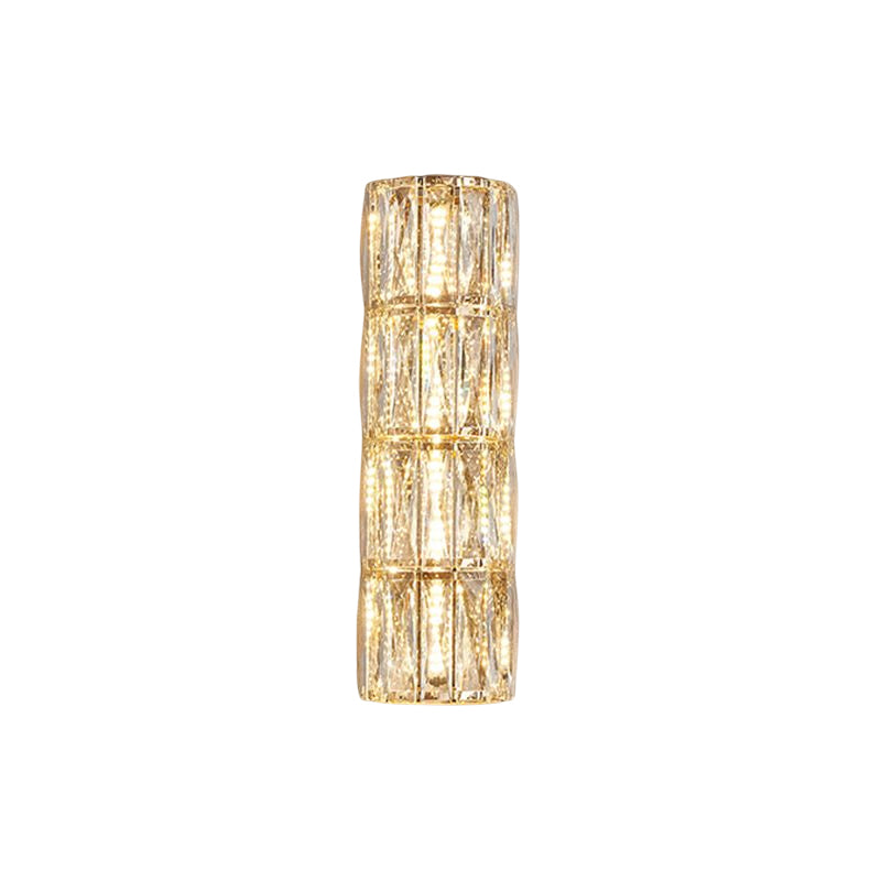 Cylinder Shade Wall Lamp Modern Style Crystal Shape Wall Mounted Lighting for Bedroom