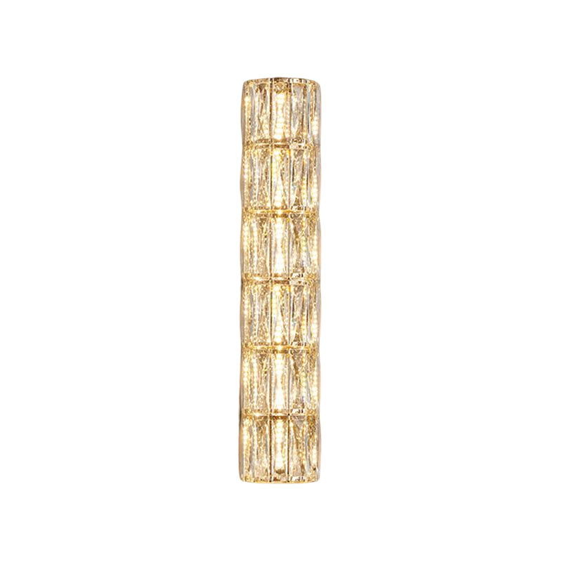 Cylinder Shade Wall Lamp Modern Style Crystal Shape Wall Mounted Lighting for Bedroom