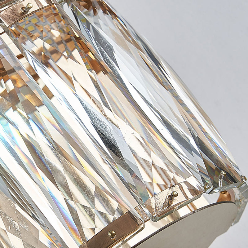 Cylinder Shade Wall Lamp Modern Style Crystal Shape Wall Mounted Lighting for Bedroom