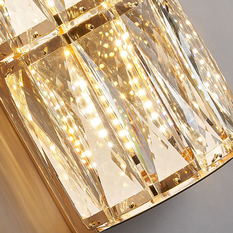 Cylinder Shade Wall Lamp Modern Style Crystal Shape Wall Mounted Lighting for Bedroom