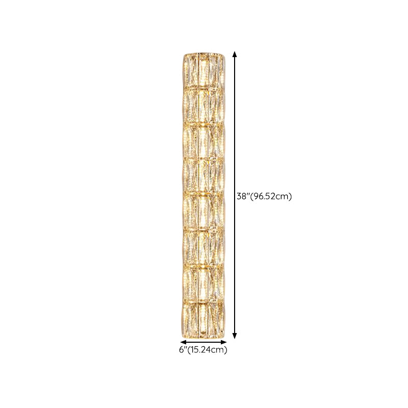 Cylinder Shade Wall Lamp Modern Style Crystal Shape Wall Mounted Lighting for Bedroom