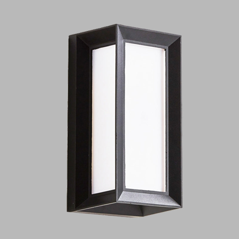 Lodges Cuboid Box Wall Sconce Milky Glass LED Wall Mounted Lamp in Black for Corner, Warm/White Light