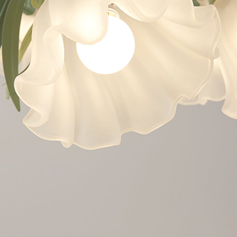 Iron and Glass Wall Light Fixture in Green & White 1 / 2 - Light Wall Sconce