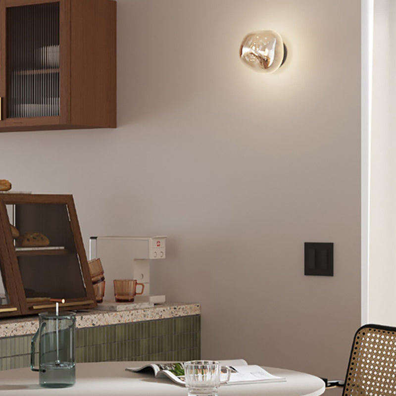 Industrial Glass Globe Shade Wall Lighting Fixtures 1-Light Wall Lamp for Living Room