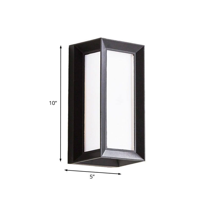 Lodges Cuboid Box Wall Sconce Milky Glass LED Wall Mounted Lamp in Black for Corner, Warm/White Light