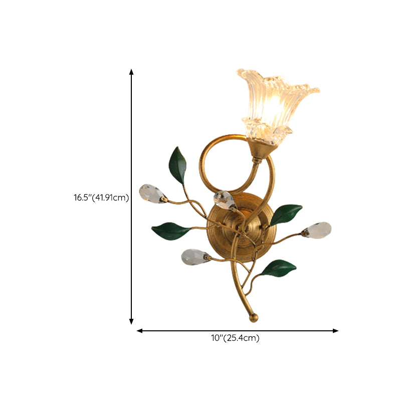 French Style Wall Light Flower Shape Wall Lamp with Glass Shade for Living Room