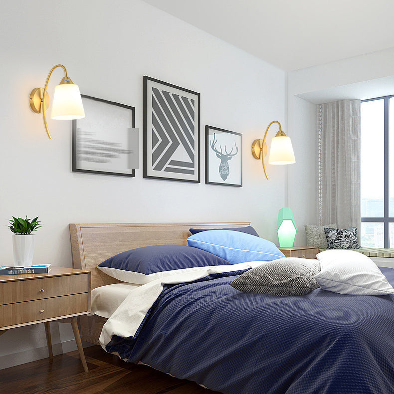 Contemporary Gold Vanity Lighting Glass Wall Light Fixture for Bathroom