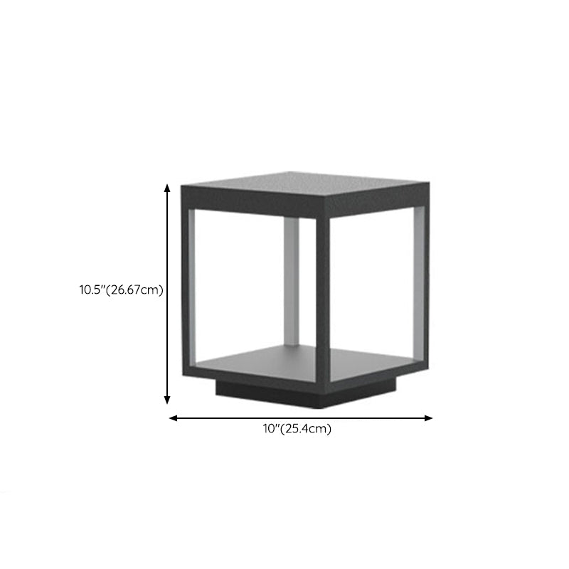 Square Waterproof Lights Outdoor Black Pillar Lamp for Garden