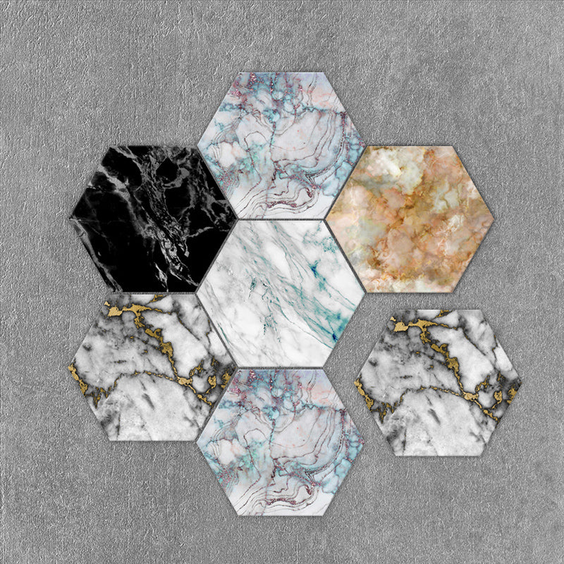 Peel & Stick Tile Stain Resistant Hexagonal Plastic Peel & Stick Tile 20-Pack