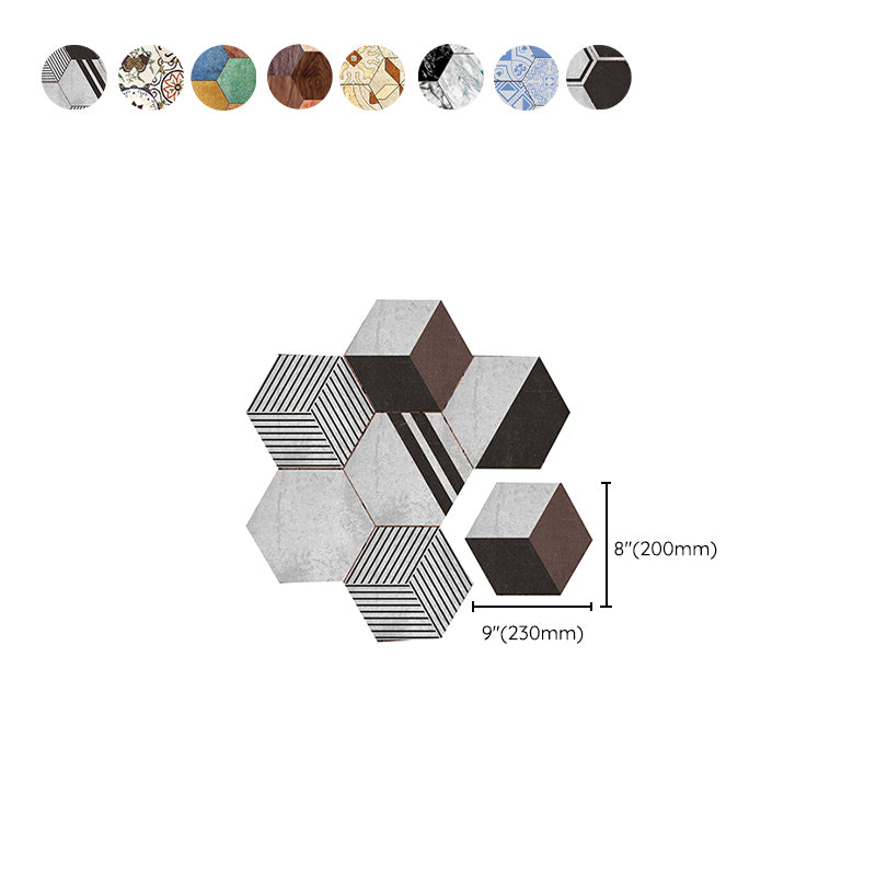 Peel & Stick Tile Stain Resistant Hexagonal Plastic Peel & Stick Tile 20-Pack