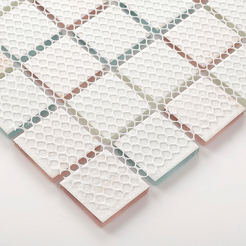 12" x 12" Peel & Stick Tie Glass Square Grid Mosaic Peel and Stick Tile 10-Pack