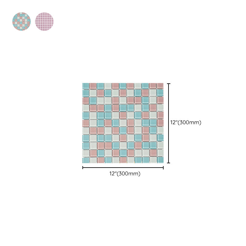 12" x 12" Peel & Stick Tie Glass Square Grid Mosaic Peel and Stick Tile 10-Pack