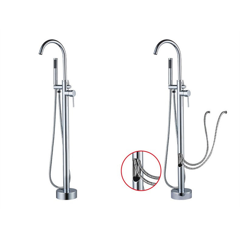 Floor Mounted Metal Freestanding Tub Filler 2 Handles Freestanding Bathtub Faucet