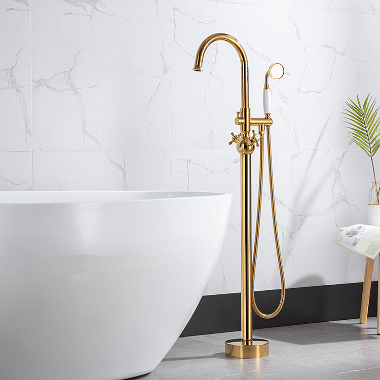 Traditional Floor Mounted Swivel Freestanding Tub Filler Metal Freestanding Faucet