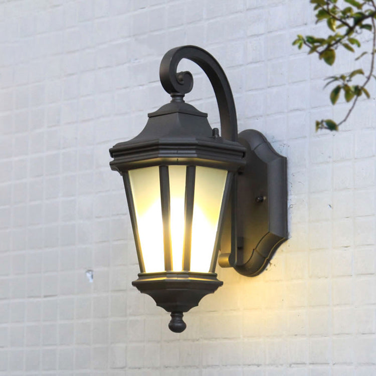 1 Head Twisted Arm Sconce Lighting Country Black Finish Opal Glass Wall Mount Lamp Fixture